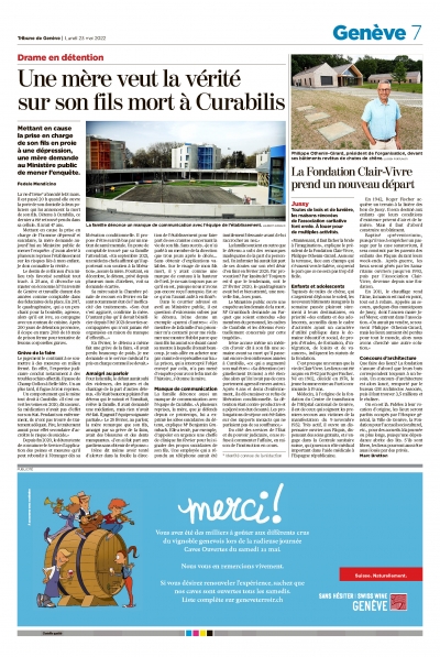 La Fondation Clair-Vivre prend un nouveau départ [Tribune de Genève]